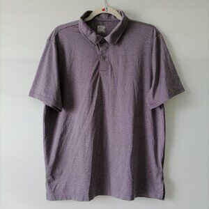 32 Degree Cool Mens Plum Purple Short Sleeve Striped Polo T-Shirt Size L